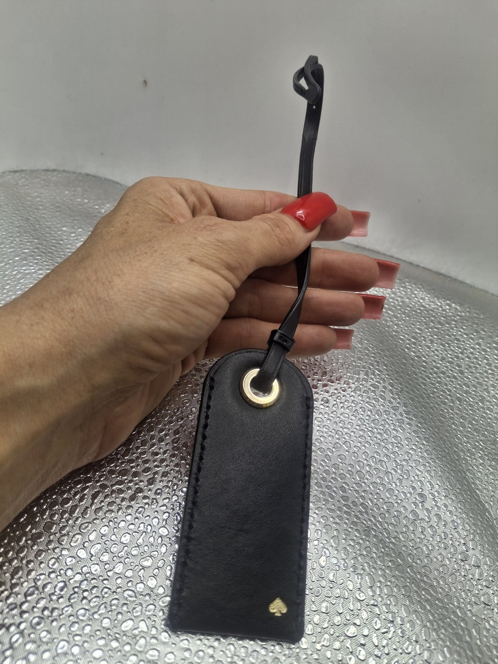 Black Leather Luggage / Purse Tag with Gold Accent